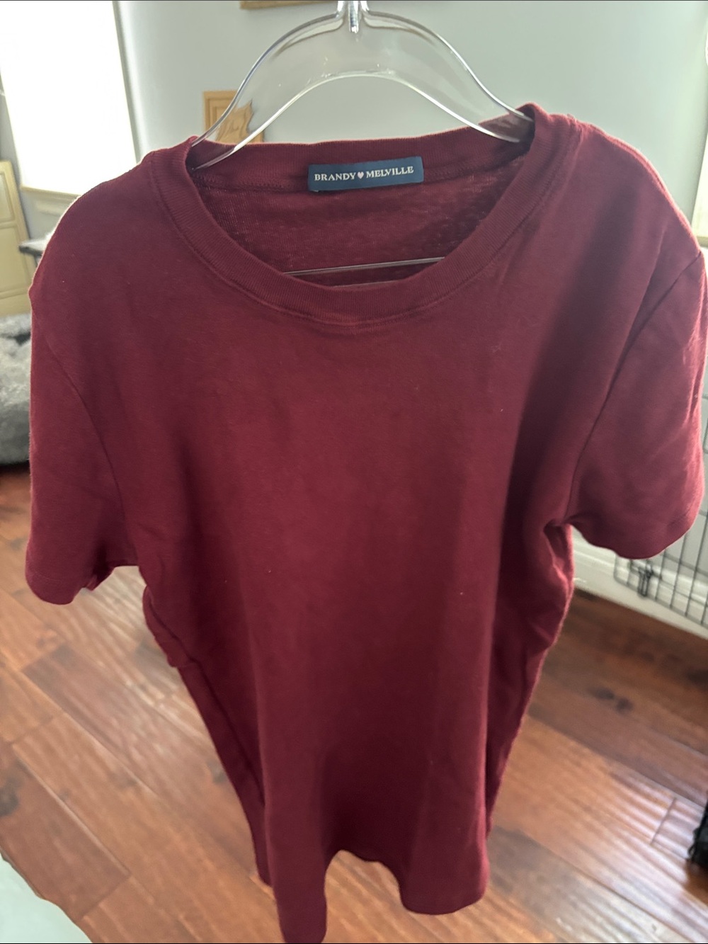 Brandy Melville Burgundy Short Sleeve Crew Tee